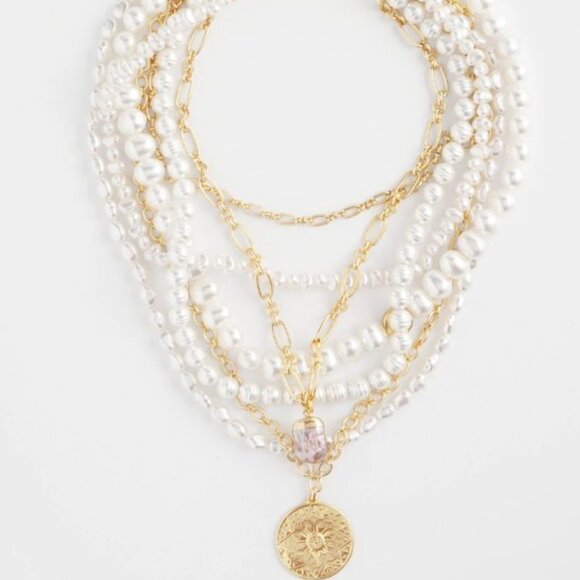 NWT CHICOS Convertible Faux Pearl Collar Necklace. - Picture 2 of 4